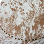 Cow Hide Pouf Ottoman with Nail Heads - 17 - Brown and White
