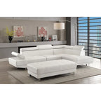 Poggiapiedi Pouf con Rivestimento in Similpelle Trapuntata - 57 - Bianco