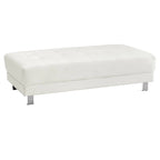 Poggiapiedi Pouf con Rivestimento in Similpelle Trapuntata - 57 - Bianco