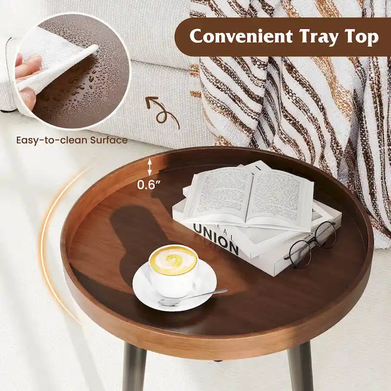 Costway 1/2 PCS Round Side Table Sofa Coffee End Accent Table