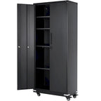 75 Inch Locking Metal Storage Cabinet with 4 Adjustable Shelves and 2 Magnetic Doors