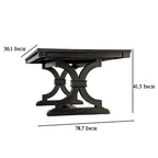 Luke 7pc Dining Table Set with 6 Wingback Chairs, Rectangular, Black, Beige
