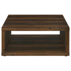 Tavolino Rizz, design a cubo quadrato con ripiano aperto, 91 cm marrone scuro