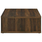 Tavolino Rizz, design a cubo quadrato con ripiano aperto, 91 cm marrone scuro