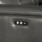 Saley Power Motion Sectional Sofa, USB, Gray Faux Leather, Console