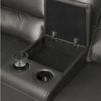 Saley Power Motion Sectional Sofa, USB, Gray Faux Leather, Console