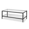 Modern Rectangular Glass Coffee Table 45 Steel Frame with Storage Shelf for Living Room - 45L x 20W x 17H