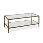 Modern Rectangular Glass Coffee Table 45 Steel Frame with Storage Shelf for Living Room - 45L x 20W x 17H