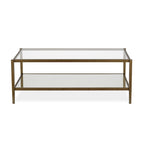 Modern Rectangular Glass Coffee Table 45 Steel Frame with Storage Shelf for Living Room - 45L x 20W x 17H