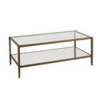 Modern Rectangular Glass Coffee Table 45 Steel Frame with Storage Shelf for Living Room - 45L x 20W x 17H