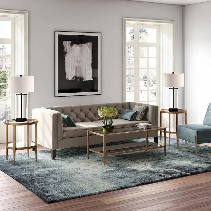 Modern Rectangular Glass Coffee Table 45 Steel Frame with Storage Shelf for Living Room - 45L x 20W x 17H