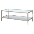 Modern Rectangular Glass Coffee Table 45 Steel Frame with Storage Shelf for Living Room - 45L x 20W x 17H