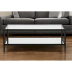 Modern Rectangular Glass Coffee Table 45 Steel Frame with Storage Shelf for Living Room - 45L x 20W x 17H