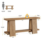 Tavolo da divano grande 70,8 pollici, moderna consolle a 2 livelli per ingresso - 70,8 L x 11,81 P x 33,4 H
