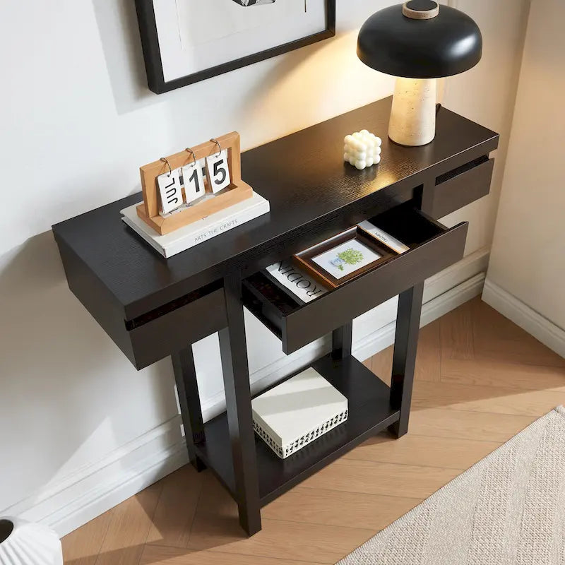Elegante Consolle in Legno con Cassetto e Ripiano