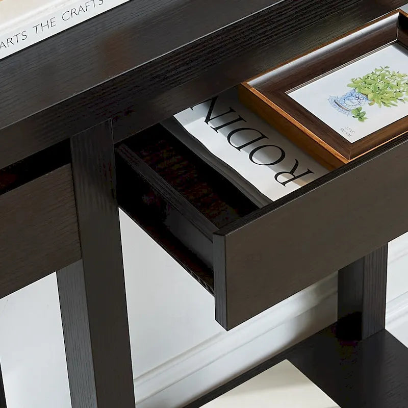 Elegante Consolle in Legno con Cassetto e Ripiano