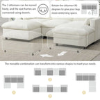 Divano modulare a forma di U in ciniglia "Cloud" con 2 pouf e cuscini