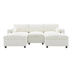 Divano modulare a forma di U in ciniglia "Cloud" con 2 pouf e cuscini