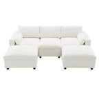 Divano modulare a forma di U in ciniglia "Cloud" con 2 pouf e cuscini