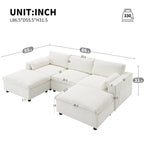 Divano modulare a forma di U in ciniglia "Cloud" con 2 pouf e cuscini