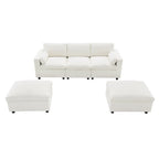 Divano modulare a forma di U in ciniglia "Cloud" con 2 pouf e cuscini