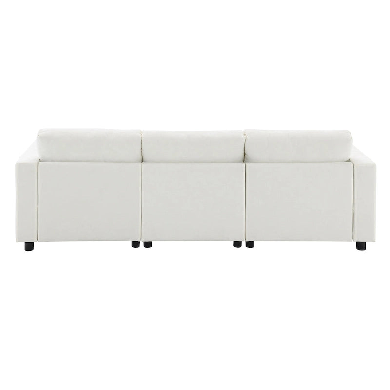 Divano modulare a forma di U in ciniglia "Cloud" con 2 pouf e cuscini