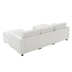 Divano modulare a forma di U in ciniglia "Cloud" con 2 pouf e cuscini