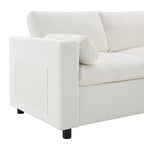 Divano modulare a forma di U in ciniglia "Cloud" con 2 pouf e cuscini