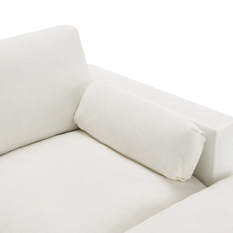 Divano modulare a forma di U in ciniglia "Cloud" con 2 pouf e cuscini