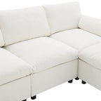Divano modulare a forma di U in ciniglia "Cloud" con 2 pouf e cuscini