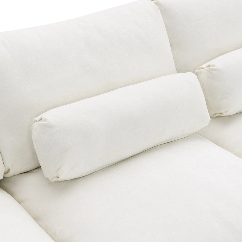 Divano modulare a forma di U in ciniglia "Cloud" con 2 pouf e cuscini