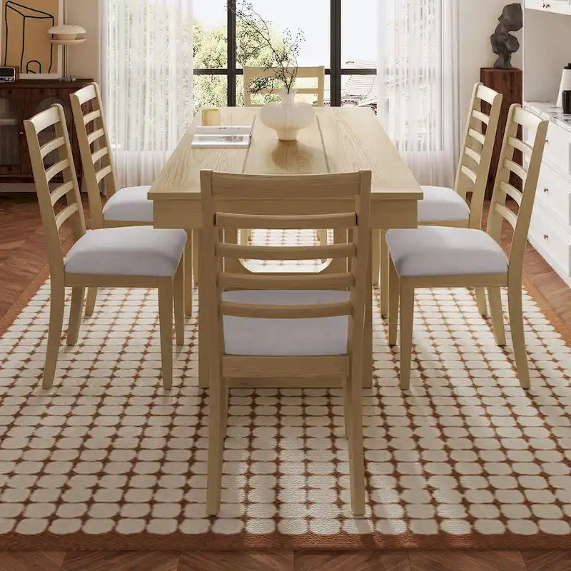 60-78 Extendable Dining Table, Farmhouse Wooden Kitchen Table with Removable Leaf, Large Expanding Table for 4-8