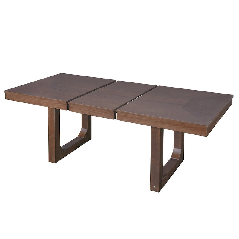 60-78 Extendable Dining Table, Farmhouse Wooden Kitchen Table with Removable Leaf, Large Expanding Table for 4-8
