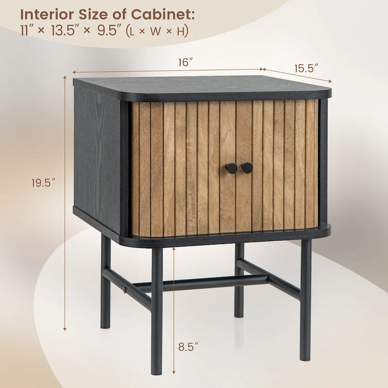 Gymax Set of 2 Nightstand Compact Modern End Side Table with Sliding