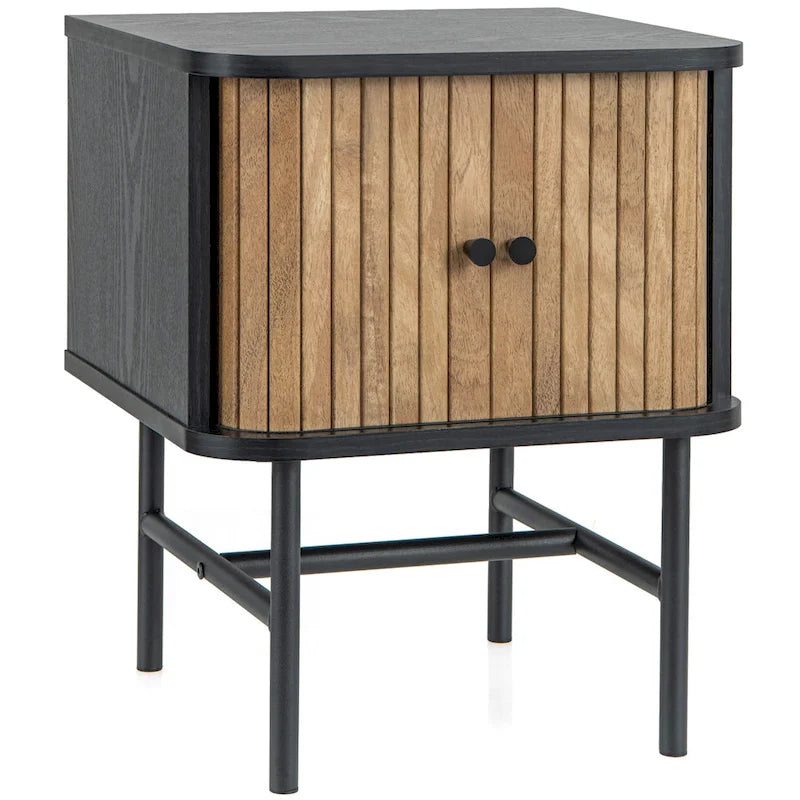 Gymax Set of 2 Nightstand Compact Modern End Side Table with Sliding