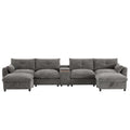 142 Modular U Shaped Sectional Sofa with Storage Ottomans and Console