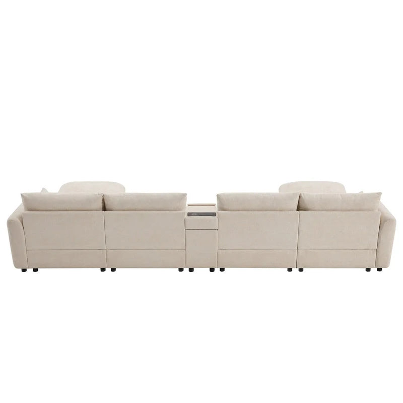 142 Modular U Shaped Sectional Sofa with Storage Ottomans and Console