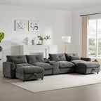 142 Modular U Shaped Sectional Sofa with Storage Ottomans and Console