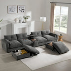142 Modular U Shaped Sectional Sofa with Storage Ottomans and Console