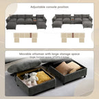 142 Modular U Shaped Sectional Sofa with Storage Ottomans and Console