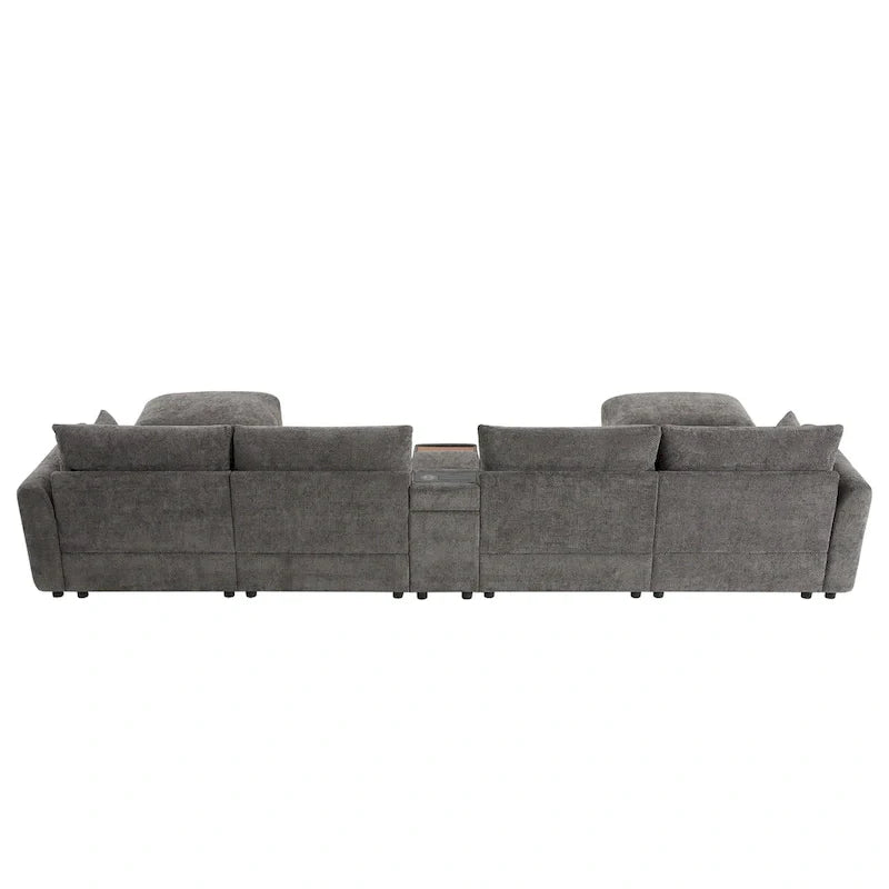 142 Modular U Shaped Sectional Sofa with Storage Ottomans and Console