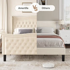 Letto a piattaforma in velluto in stile moderno con testiera imbottita per camera da letto