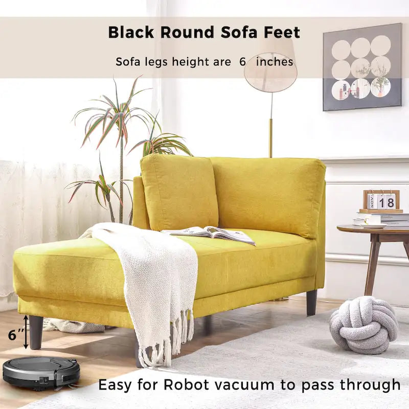 65 Linen Corner Chaise Lounge