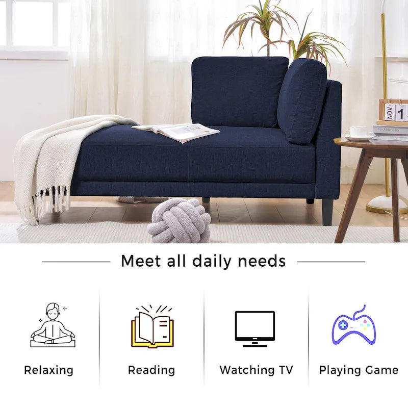 65 Linen Corner Chaise Lounge