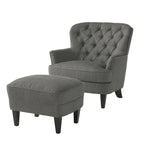 Modern 32.5 Upholstered Club Chair with Ottoman Set amd Nailheads for Living Room