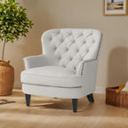 Modern 32.5 Upholstered Club Chair with Ottoman Set amd Nailheads for Living Room