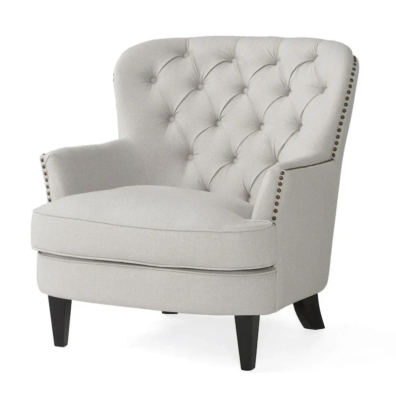 Modern 32.5 Upholstered Club Chair with Ottoman Set amd Nailheads for Living Room