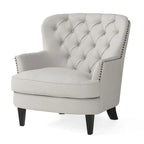 Modern 32.5 Upholstered Club Chair with Ottoman Set amd Nailheads for Living Room