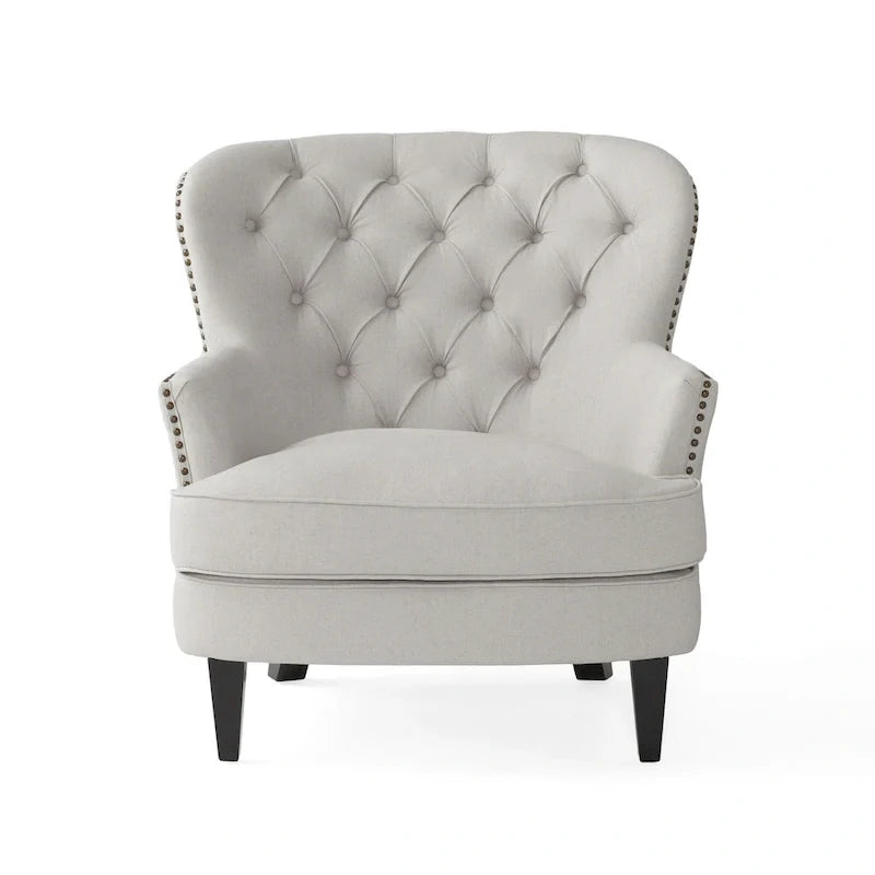 Modern 32.5 Upholstered Club Chair with Ottoman Set amd Nailheads for Living Room