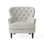 Modern 32.5 Upholstered Club Chair with Ottoman Set amd Nailheads for Living Room